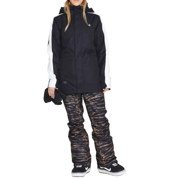 Volcom Westland Insulated Snowboard Jacket sz Small Women's Black White Vents - Picture 3 of 16